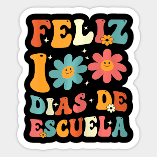 Spanish Teacher Kids Retro Groovy 100 Sticker